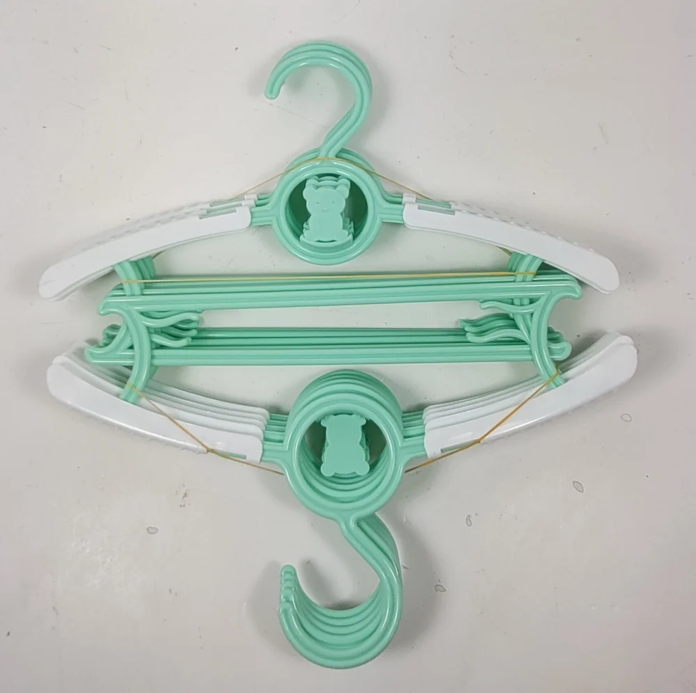 20 Kids Mint Green and White Plastic Hangers Set